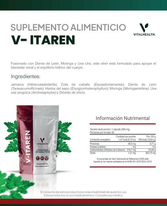 V-Itaren | Cápsulas con Cola de Caballo, Moringa y Diente de León